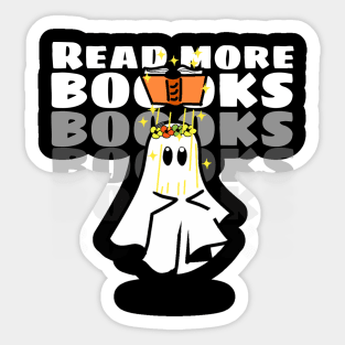 Boooks Ghost reading book - read more books Sticker